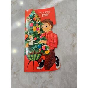 Vintage To A Fine Son  Hallmark Christmas Card No Envelope Holiday Greetings